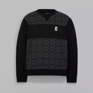 Coach Men's Gray and Black Signature Crewneck Sweater / Pullover Sweatshirt